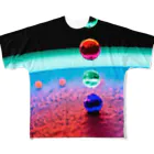 でおきしりぼ子の実験室のParticles‘ World(AI -Aided Design)-Square Pics フルグラフィックTシャツ