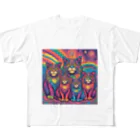 マヌル猫 Manul catのサイケなマヌル猫の家族２ フルグラフィックTシャツ