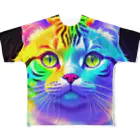 629_CAT_ARTのカラフルサイバーキャット vol3 フルグラフィックTシャツ