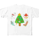 森図鑑の[森図鑑] 海洋生物のクリスマスパーティ フルグラフィックTシャツ
