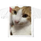ももがいっぱいショップ　ネコのおすましもも　ネコ フルグラフィックTシャツ