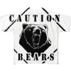 PALA's SHOP　cool、シュール、古風、和風、のCAUTION- Bear　ｗ１ フルグラフィックTシャツ