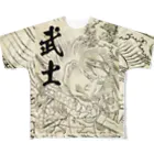 PALA's SHOP　cool、シュール、古風、和風、の武士「葛飾北斎画」切り抜き) フルグラフィックTシャツ