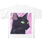 73GTCのかっこいい黒猫3 フルグラフィックTシャツ