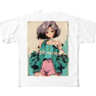 80s pop anime artの信じられないほど理不尽な学生 フルグラフィックTシャツ