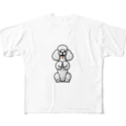 COCO SHOPのホワイトカラーのプードル（ちんちんポーズ） フルグラフィックTシャツ