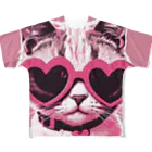 🎀キティガール🎀のハートサングラスの可愛い猫ちゃんグッズ　♡kitty girlオリジナル♡ フルグラフィックTシャツ