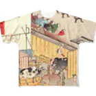 浮世絵ショップ のどぐろ　UKIYOE SHOP NODOGUROの東海道　高縄牛ご屋 / Tokaido Takanawa cow shed All-Over Print T-Shirt