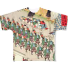 浮世絵ショップ のどぐろ　UKIYOE SHOP NODOGUROの東海道　高縄牛ご屋 / Tokaido Takanawa cow shed All-Over Print T-Shirt