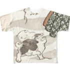 浮世絵ショップ のどぐろ　UKIYOE SHOP NODOGUROの犬　菊之烝きどり（無題）/ Kikunojo Kidori (untitled)  All-Over Print T-Shirt