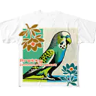 ｱｰﾄｷﾞｬﾗﾘｰ こっそり堂 (笑の可愛いセキセイインコ♪　トロピカルパラキート All-Over Print T-Shirt