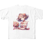 raio-nの春の花畑と少女 フルグラフィックTシャツ