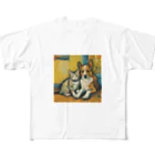 garireoのゴッホが描いたような仲良しの猫と犬 All-Over Print T-Shirt