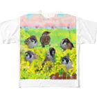 旅するスズメのメッシュファミリー春 フルグラフィックTシャツ