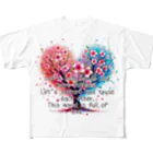 Chika-Tataのサクラとハート All-Over Print T-Shirt