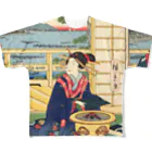 浮世絵ショップ のどぐろ　UKIYOE SHOP NODOGUROののり　江戸自慢三十六興　品川海苔 / Pride of Edo 36 Shinagawa Nori フルグラフィックTシャツ