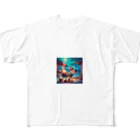 桜猫店-sakuraneko-の肉焼きシャーク All-Over Print T-Shirt