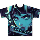 kangekiのサイバーパンクサムライガールNo.5 All-Over Print T-Shirt