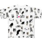 アニマル四字熟語のI LOVE CAT's　猫だらけ！最高にキュートな猫パラダイス！ フルグラフィックTシャツ