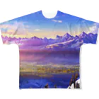 雑貨屋ちぃずの朝日と雪原の風景 フルグラフィックTシャツ
