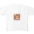 星パンダショップのほんよみかんねこ フルグラフィックTシャツ