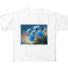 Happy Shopの青い花 フルグラフィックTシャツ