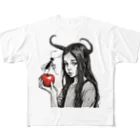 super towelの林檎カマキリちゃん3 フルグラフィックTシャツ