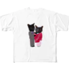 Parallel_merchの黒猫の親子 All-Over Print T-Shirt