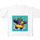 アニマルキャラクターショップの泳げゴリラくん！ フルグラフィックTシャツ