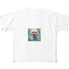 ワンちゃん大好きの熱帯魚と遊ぶトイプードル All-Over Print T-Shirt