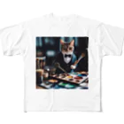 Koroniumの一匹の個性的な猫が絵筆を握っています All-Over Print T-Shirt