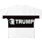 TRUMPの黒　TRUMPロゴ（タグデザイン） フルグラフィックTシャツ