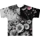 くろぼんの花と女性 フルグラフィックTシャツ
