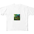 「動物ミリ屋」の新緑の癒し All-Over Print T-Shirt