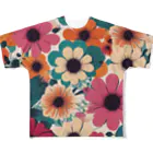 NATSUMAKITSUNEの北欧風　花柄　マリメッコ風 All-Over Print T-Shirt