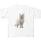 kiryu-mai創造設計の白猫ちゃん フルグラフィックTシャツ