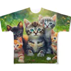 Colorful Canvasの猫ちゃん大集合 All-Over Print T-Shirt