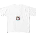 cc-akの可愛いいねこが目を輝かせています！ フルグラフィックTシャツ