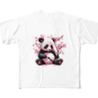 waterpandaのパンダと桜 フルグラフィックTシャツ