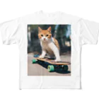 ゴーアップのa cat on the skateboard（スケボネコ） フルグラフィックTシャツ