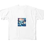 Passionista Lifestyle Emporium : 情熱的なライフスタイルエンポリウムの極光の冬景色とトナカイ All-Over Print T-Shirt