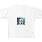 りんりんの可愛いシロクマちゃんショップ　かわいいよ！のしろくまちゃん All-Over Print T-Shirt