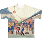 浮世絵ショップ のどぐろ　UKIYOE SHOP NODOGUROの東都名所　駿河町之図 / Famous Places in the Eastern Capital - Illustration of Suruga Town All-Over Print T-Shirt