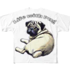 Funny-WagWag-PartyのLife with Pug All-Over Print T-Shirt