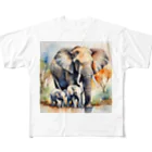 Earth-Harmonyのゾウの親子　水彩4 All-Over Print T-Shirt