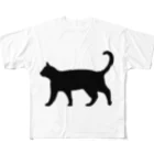 Teatime ティータイムの黒猫は見ていた　ねこ フルグラフィックTシャツ