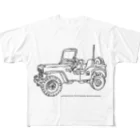 ファンシーTシャツ屋のJeep イラスト ライン画 フルグラフィックTシャツ