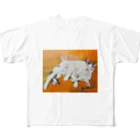 Yoshico-1655の幸せな夢をみる仔猫たち・油絵 フルグラフィックTシャツ