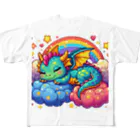 Harmony of Natureの夢見るドラゴン フルグラフィックTシャツ