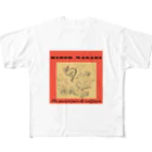 正木嘉兵衛商店のHIDEO MASAKI 生誕120年記念グッズ【波跳びウサギ】オレンジ All-Over Print T-Shirt